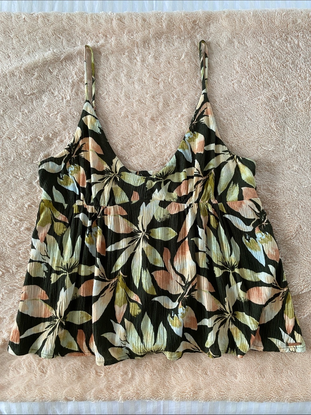 Volcom Black Floral Spaghetti Top